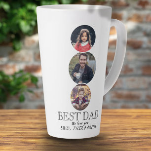 Best Dad Father`s Day 3 Oval Photo Collage Latte Mug