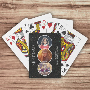Best Dad Father`s Day 3 Oval Photo Collage Poker Cards