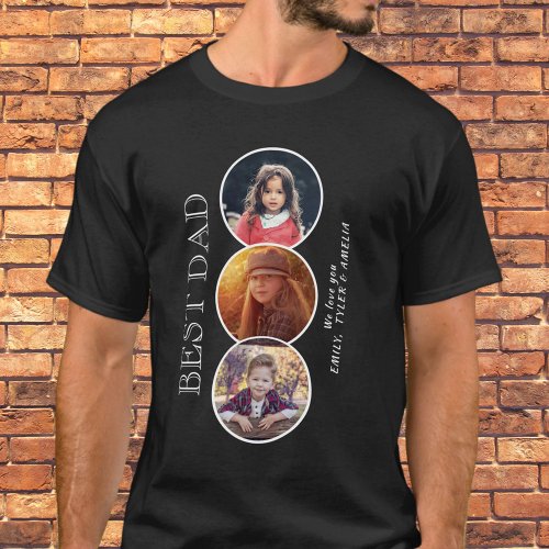 Best Dad Fathers Day 3 Oval Photo Collage T_Shirt