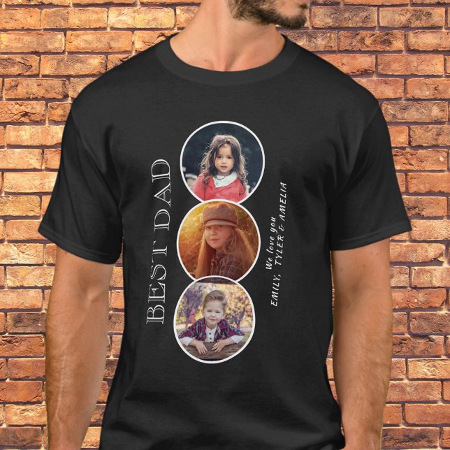 Best Dad Father`s Day 3 Oval Photo Collage T-Shirt (Creator Uploaded)