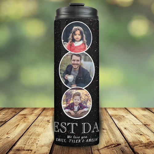 Best Dad Fathers Day 3 Oval Photo Collage Thermal Tumbler