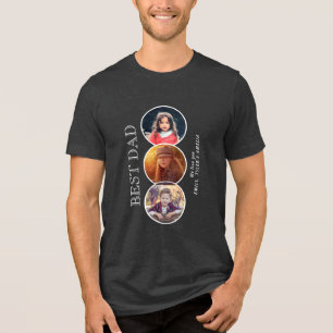 Best Dad Father`s Day 3 Oval Photo Collage Tri-Blend Shirt