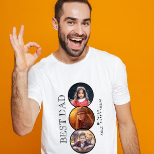 Best Dad Father`s Day 3 Oval Photo Collage Tri-Blend Shirt