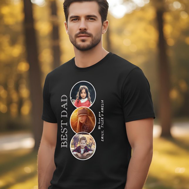 Best Dad Father`s Day 3 Oval Photo Collage Tri-Blend Shirt (Creator Uploaded)
