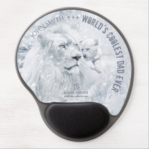 Best Dad / Father & Son, White Lion & Cub on Ice - Gel Mouse Pad