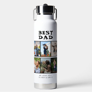 Best Dad Father's Day 6 Photo Water Bottle