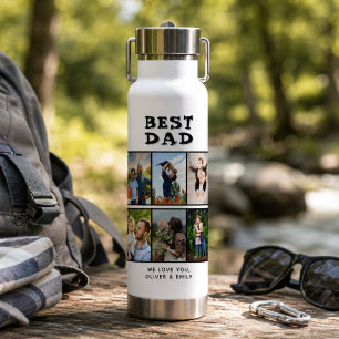 Best Dad Father's Day 6 Photo Water Bottle