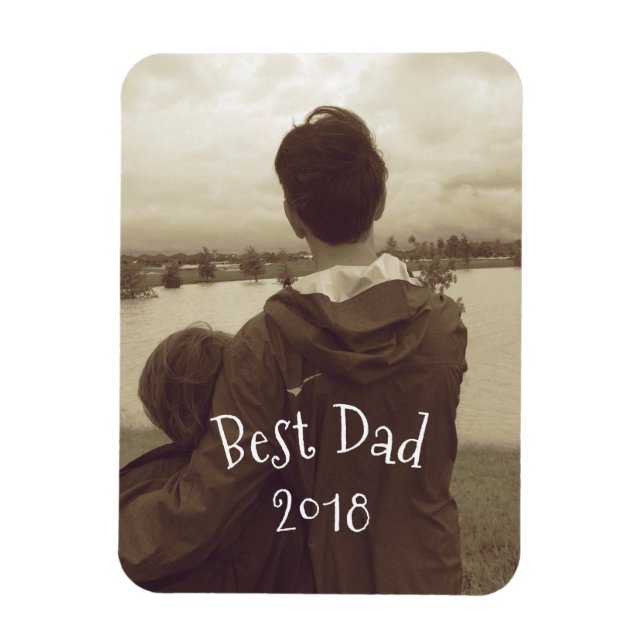Best Dad Father's Day Photo Magnet w/ year (Vertical)