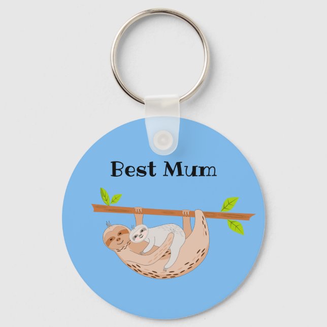 Best Dad, Fathers Day Sloth & Baby Key Ring (Front)