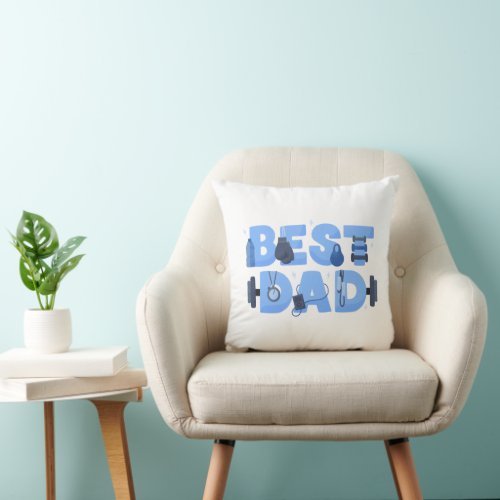 Best Dad Fitness Workout Gym Father's Day Throw Pillow