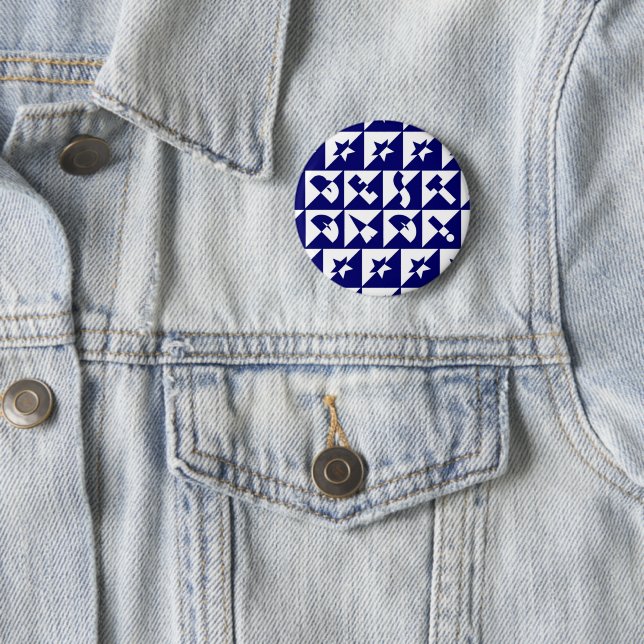 Best Dad Font Stars Blue & White Pattern Pinback Button (In Situ)
