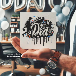 Best Dad Football father son graffiti Holiday Card