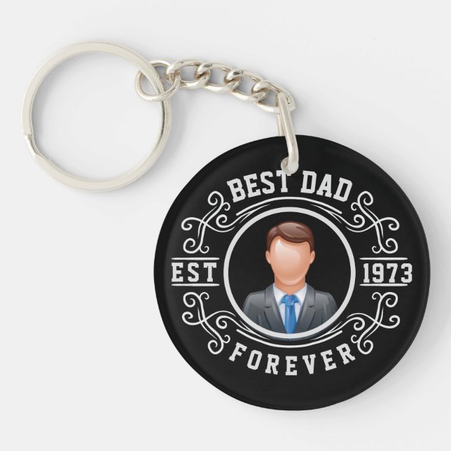 Best Dad Forever Birthday Gift T-Shirt Keychain (Front)
