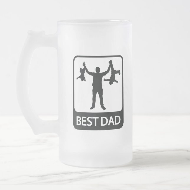 Best Dad - Funny Father's Day Frosted Glass Beer Mug (Left)