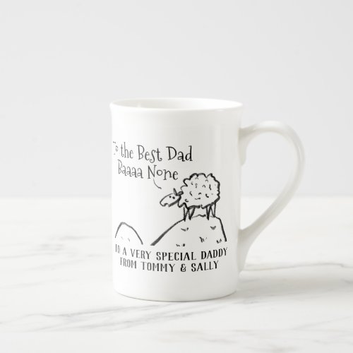 Best Dad Funny Sheep Saying a Pun Bone China Mug