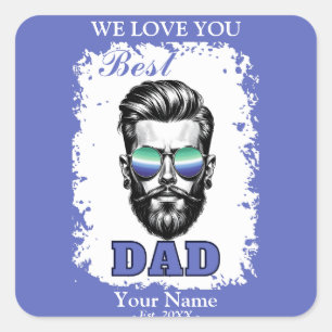Best Dad Gay Flag Colors Father's Day Gift Square Sticker