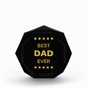 Best Dad & Glittering Stars on Black Acrylic Award