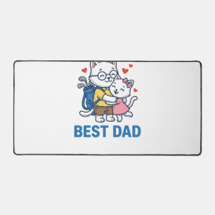 Best Dad Golf Cat Hug Cute Vector Design_1 Desk Mat