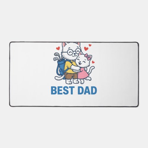 Best Dad Golf Cat Hug Cute Vector Design_1 Desk Mat