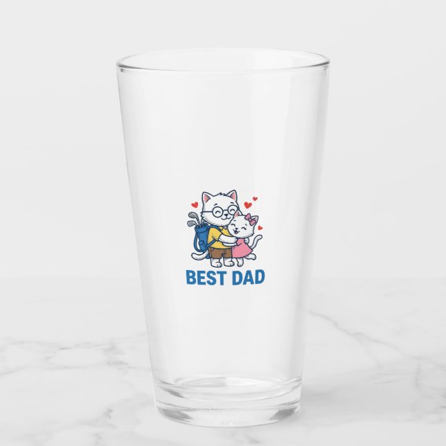 Best Dad Golf Cat Hug Cute Vector Design_1 Glass (Front)