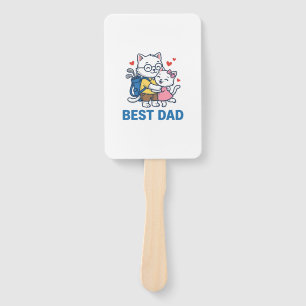 Best Dad Golf Cat Hug Cute Vector Design_1 Hand Fan