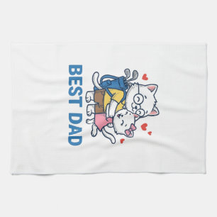 Best Dad Golf Cat Hug Cute Vector Design_1 Kitchen Towel