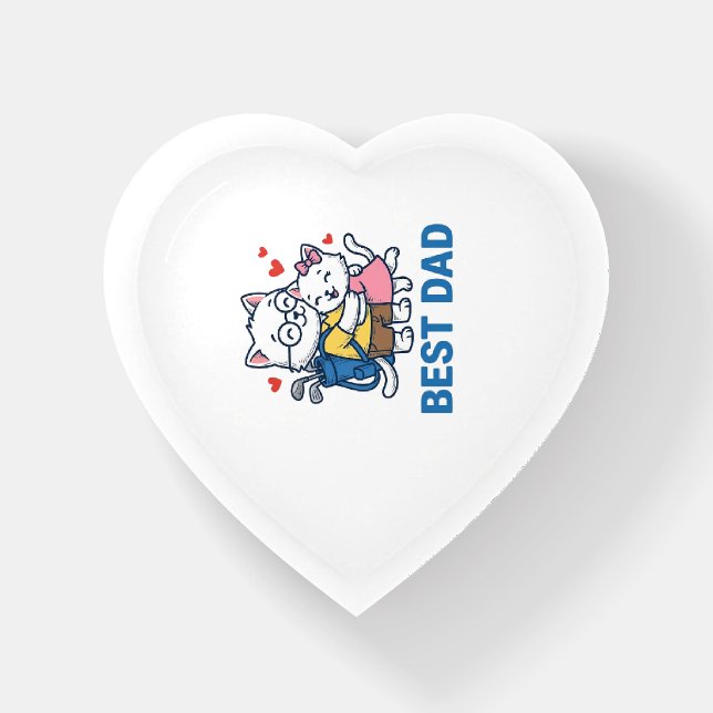 Best Dad Golf Cat Hug Cute Vector Design_1 Paperweight (Front)