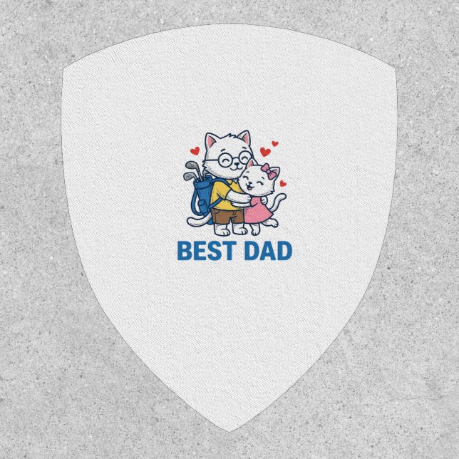 Best Dad Golf Cat Hug Cute Vector Design_1 Patch (Front)