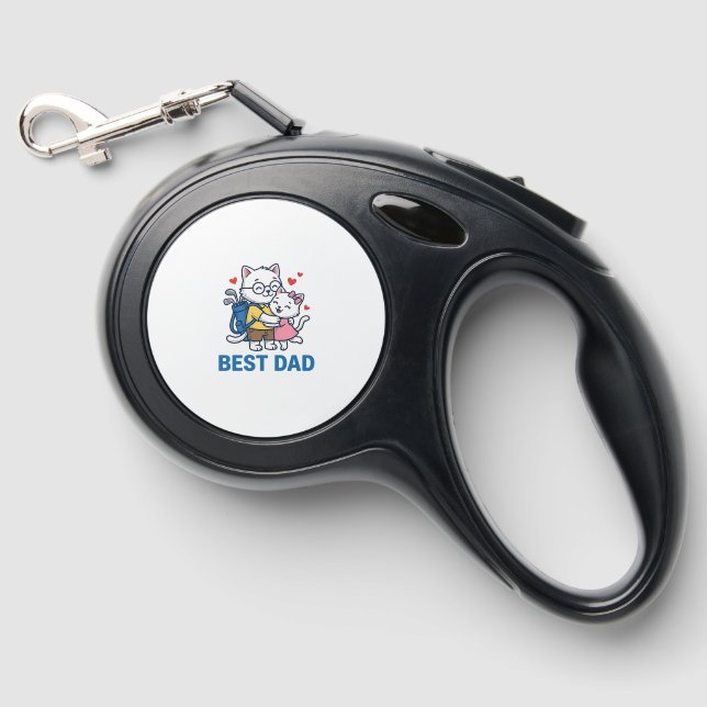 Best Dad Golf Cat Hug Cute Vector Design_1 Retractable Pet Leash (Front)
