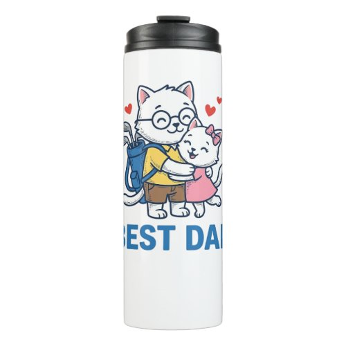 Best Dad Golf Cat Hug Cute Vector Design_1 Thermal Tumbler