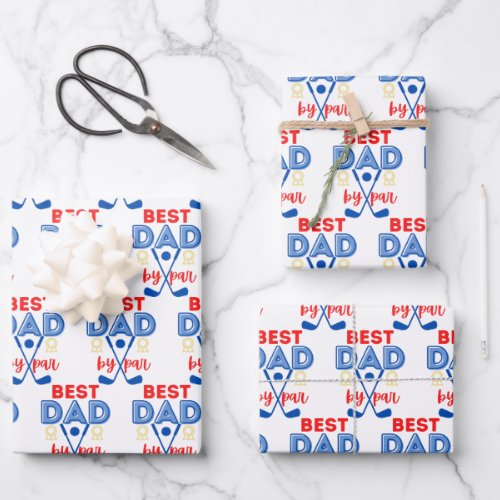 Best Dad Golf Wrapping Paper Flat Sheet Set of 3