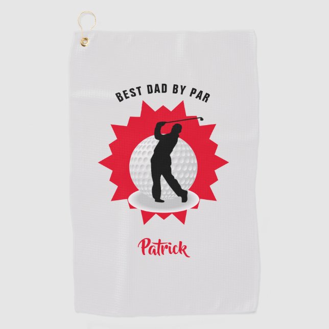 Best Dad Golfer Pun Personalized Golf Towel (Front)