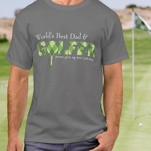 Best Dad Golfer tee argyle patterned green t-shirt