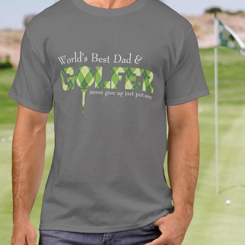Best Dad Golfer tee argyle patterned green t_shirt