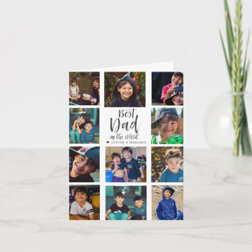 Best Dad Hand Lettered Fathers Day Photo Collage Card