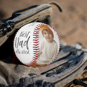 Best Dad Hand Lettered Two Photo Collage Baseball