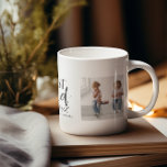 Best Dad | Hand Lettered Two Photo Collage Coffee Mug<br><div class="desc">This simple and sweet mug says "Best Dad in the World" in trendy, modern typefaces with a charming heart and a spot for names. Minimal two photo template of your favorite personal photos for a gift anyone would love. The perfect gift for any dad (can be customized for any daddy...</div>