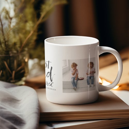 Best Dad  Hand Lettered Two Photo Collage Coffee Mug