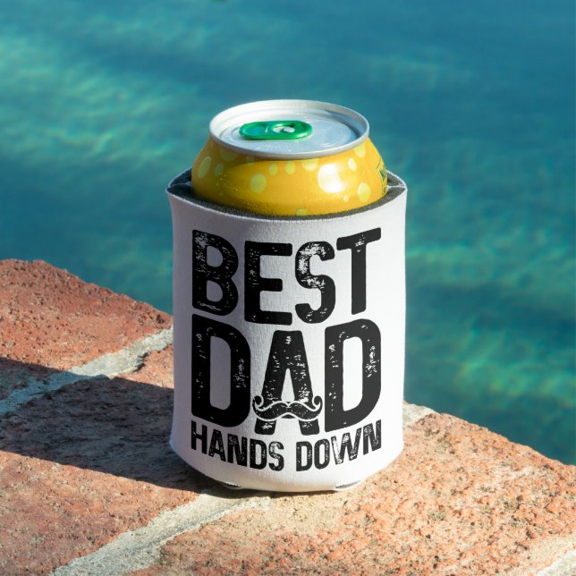 Best Dad Hands Down Dad Joke Mustache Lover Can Cooler (In Situ Pool)