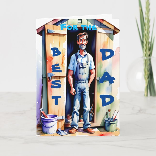 Best Dad Handyman Tool Shed Happy Birthday Card (Front)