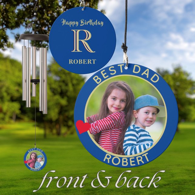 Best Dad Happy Birthday Photo Initial Name  Wind Chime (Creator Uploaded)