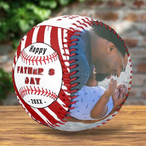 Best Dad Happy Fathers Day Red Stripes 2 Photo  Baseball