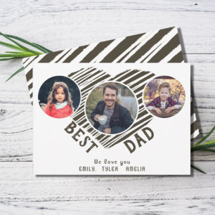 Best Dad Heart Father`s Day 3 Photos Holiday Card