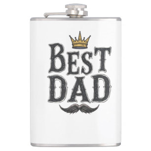  "Best Dad" Hip Flask with Crown & Mustache