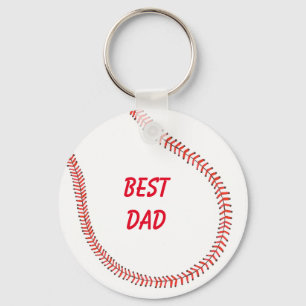 Best Dad in Red Baseball Design Painting Keychains