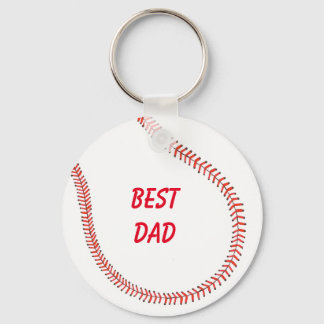 Best Dad in Red Baseball Design Painting Keychains