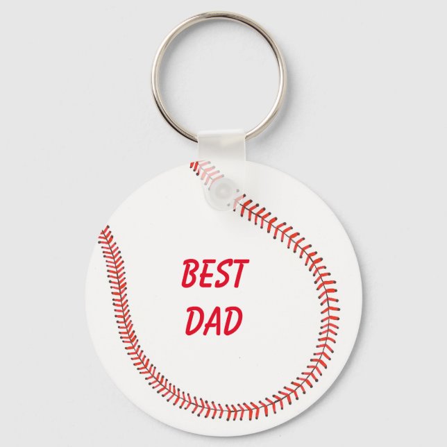 Best Dad in Red Baseball Design Painting Keychains (Front)