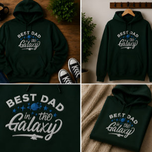 Best Dad In The Galaxy Gift Embroidered Hoodie