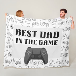 Best Dad in the Game Sketch White Large Fleece Blanket