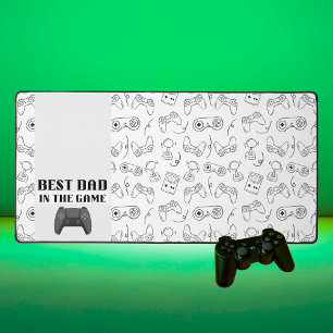 Best Dad in the Game Sketched White Desk Mat